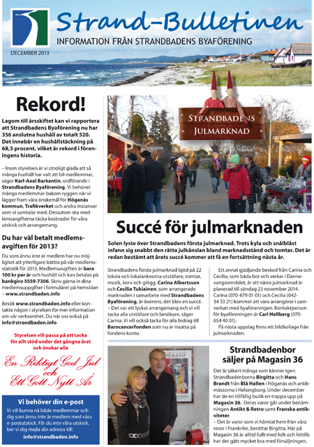 Strand-Bulletinen 4-2013 sid 1 hemsida